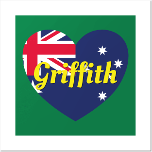 Griffith NSW Australia Australian Flag Heart Posters and Art